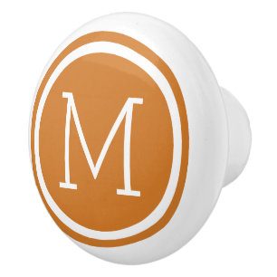 Burnt Orange Monogram Personalized Drawer Knob