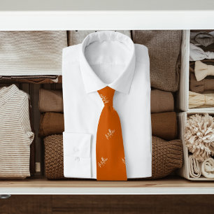 Burnt orange name pattern modern script tie