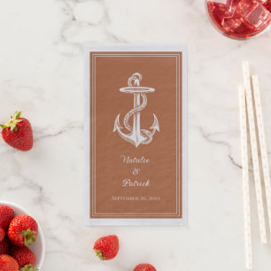 Burnt Orange Nautical Anchor Wedding Napkin