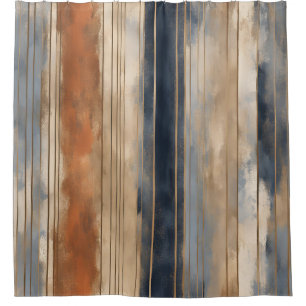 Burnt Orange Navy Dusty Blue Distressed Stripe