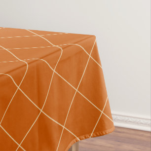 Burnt orange, neutral, lattice pattern cotton tablecloth