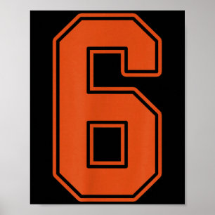 Burnt Orange Number 6 Jersey Player Uniform #6 Poster
