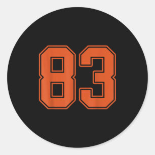 Burnt Orange Number 83 Jersey Player Uniform #83 Classic Round Sticker