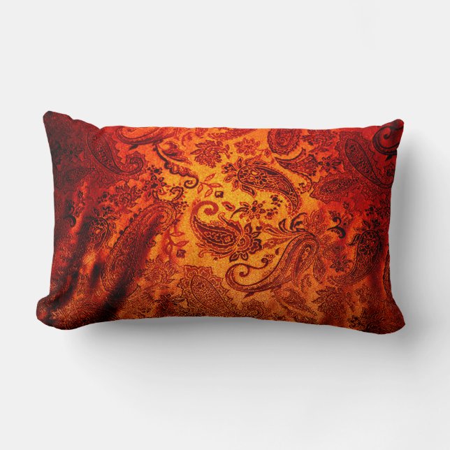Burnt Orange Paisley Lumbar Pillow (Front)
