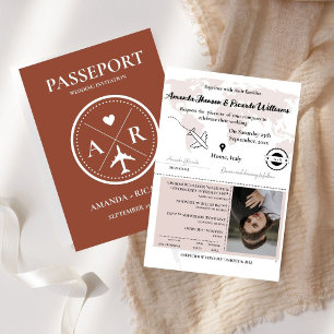 Burnt Orange  Passport Photo Wedding Invitation