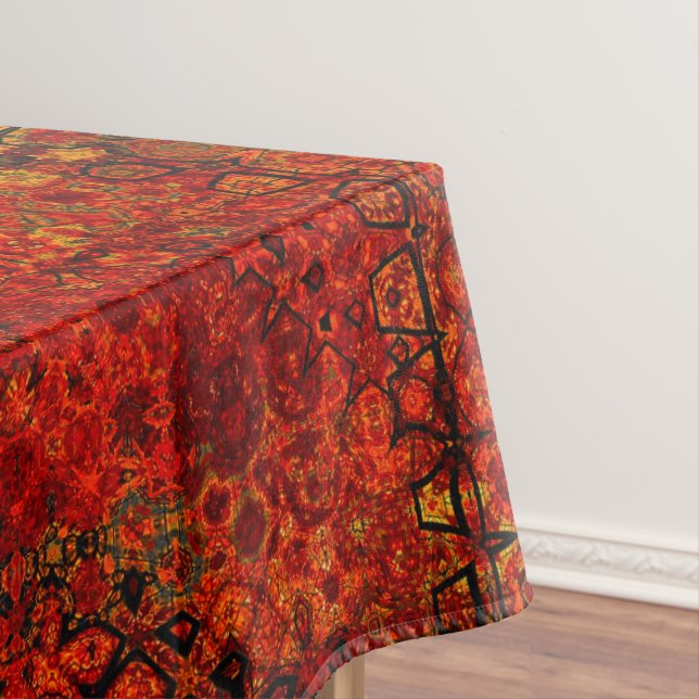 Burnt orange pattern tablecloth home decor (In Situ)