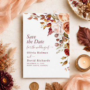 Burnt Orange & Peach Fall Floral Save the Date 