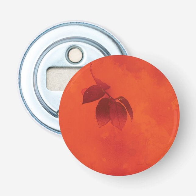 Burnt Orange Persimmon Leaf Abtract Autumn Bottle Opener (Front)