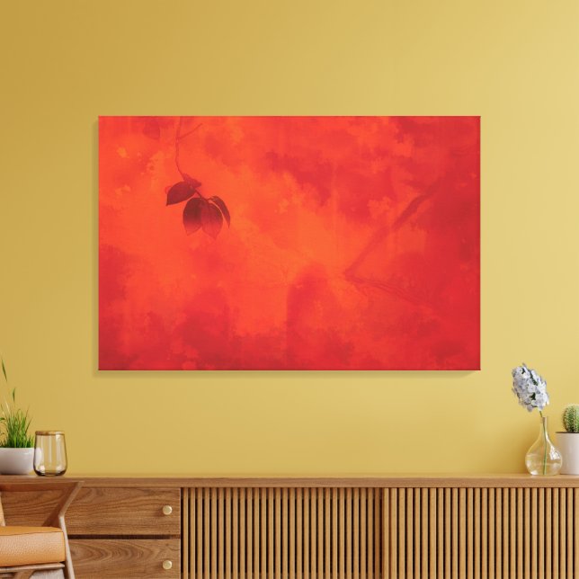 Burnt Orange Persimmon Leaf Abtract Autumn Canvas Print (Insitu(LivingRoom))
