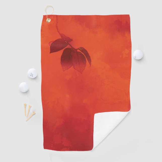 Burnt Orange Persimmon Leaf Abtract Autumn Golf Towel (InSitu)