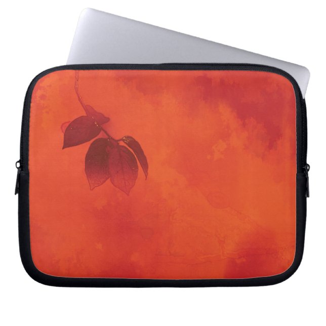Burnt Orange Persimmon Leaf Abtract Autumn Laptop Sleeve (Front)