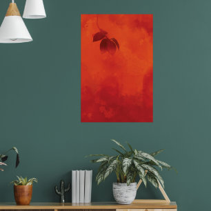 Burnt Orange Persimmon Leaf Abtract Autumn Poster