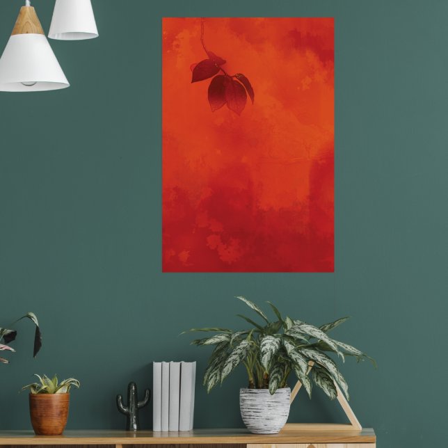 Burnt Orange Persimmon Leaf Abtract Autumn Poster (Living Room 1)