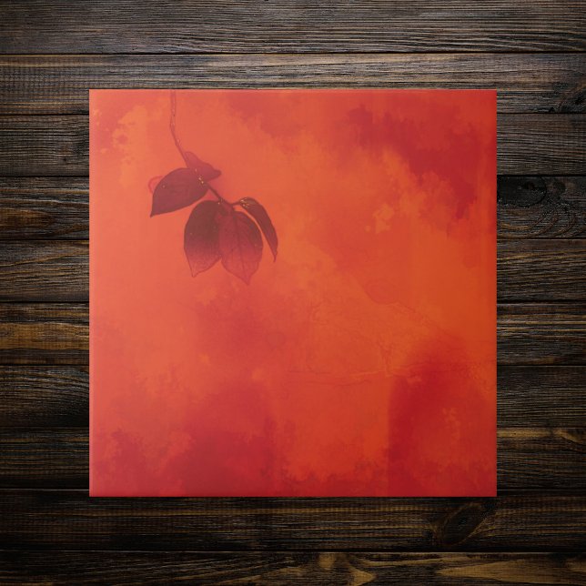 Burnt Orange Persimmon Leaf Abtract Autumn Tile (Creator Uploaded)