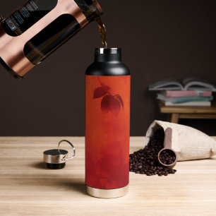 Burnt Orange Persimmon Leaf Abtract Autumn Water Bottle