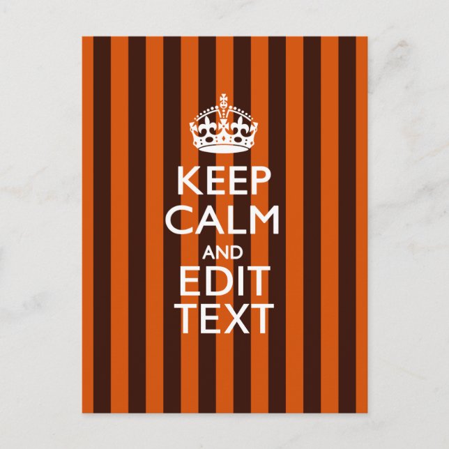 Burnt Orange Personalize This Keep Calm Accent Postcard (Front)