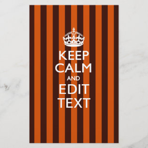 Burnt Orange Personalize This Keep Calm Accent Stationery