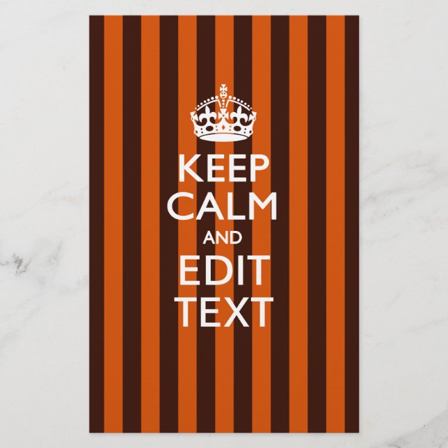 Burnt Orange Personalize This Keep Calm Accent Stationery (Front)