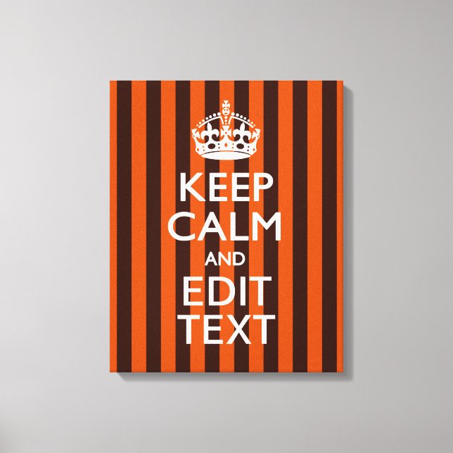 Burnt Orange Personalize This Keep Calm Classic Canvas Print (Front)