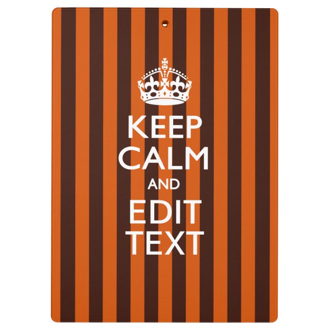 Burnt Orange Personalize This Keep Calm Decor Clipboard (Back)