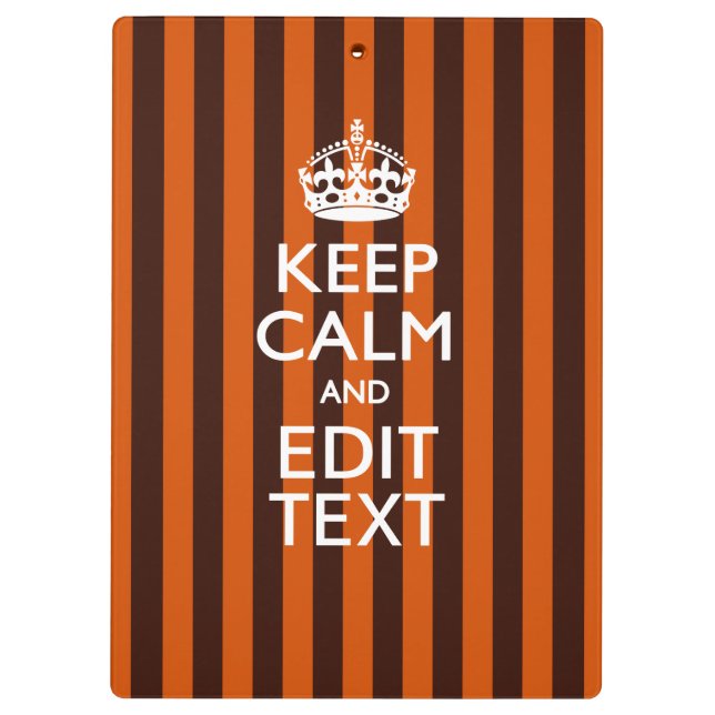 Burnt Orange Personalize This Keep Calm Decor Clipboard (Back)
