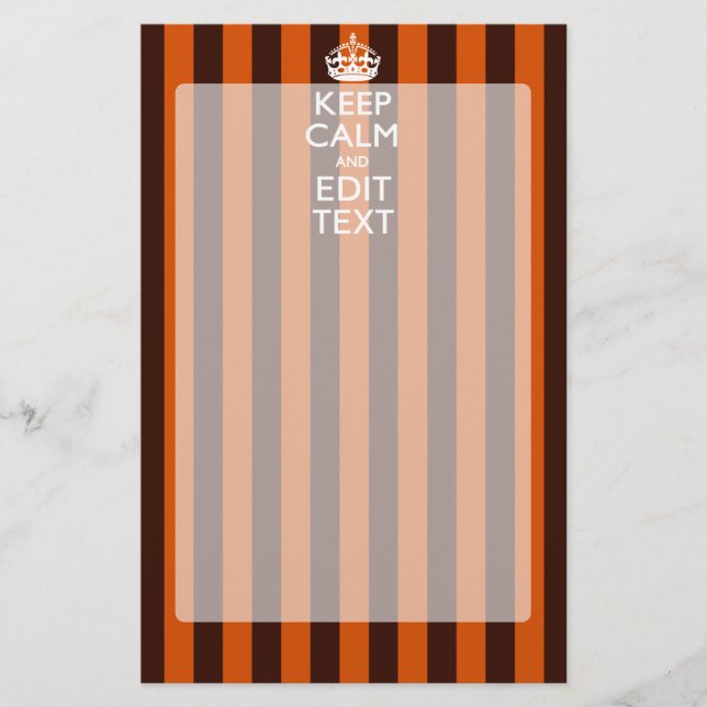 Burnt Orange Personalize This Keep Calm Decor Stationery (Front)