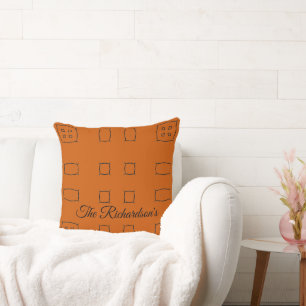 Burnt Orange Personalized Geometric Simple Bedding Throw Pillow
