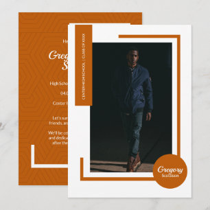 Burnt Orange Photo Moderne Photo Invitation