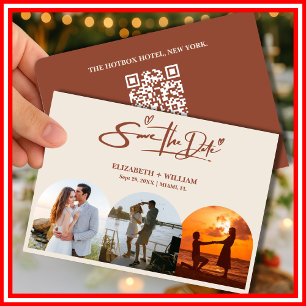 Burnt Orange Photo QR Code Elegant Wedding Save The Date