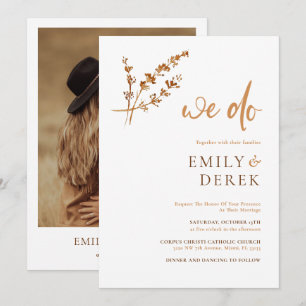 Burnt Orange Photo Wedding Invitation