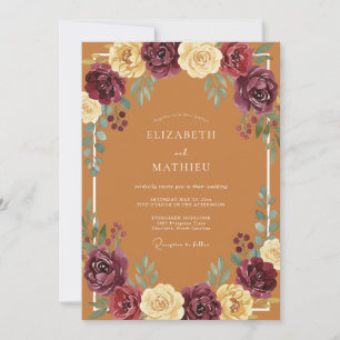 Burnt Orange Picturesque Autumn Wedding Invitation