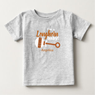 Burnt Orange Plaid Rattle Longhorn Baby T-Shirt