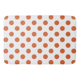 Burnt orange polka dots bath mat