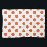 Burnt orange polka dots kitchen towel<br><div class="desc">Burnt orange polka dots on a white background.</div>