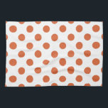 Burnt orange polka dots kitchen towel<br><div class="desc">Burnt orange polka dots on a white background.</div>