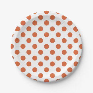 Burnt orange polka dots paper plate