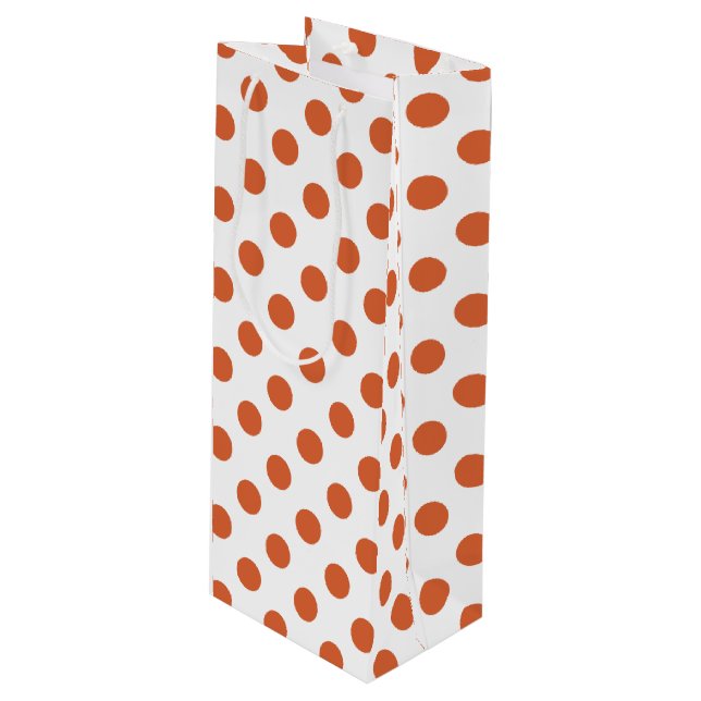 Burnt orange polka dots wine gift bag (Front Angled)