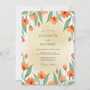 Burnt Orange Poppy Wedding Invitation