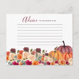 Burnt Orange Pumpkin Rustic Floral Advice Card