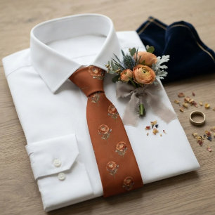 Burnt Orange Ranunculus Scattered Botanical  Tie