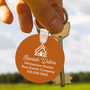 Burnt Orange Real Estate Company Custom Realtor Keychain