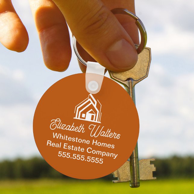 Burnt Orange Real Estate Company Custom Realtor Keychain (Creator Uploaded)