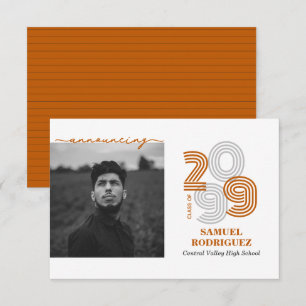 Burnt Orange Retro Big Numbers Class of Photo Invitation