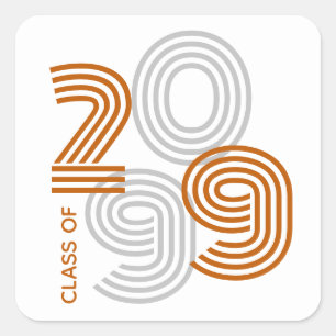 Burnt Orange Retro Big Numbers Class of Square Sticker