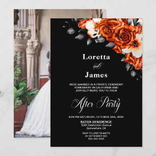 Burnt Orange Rose Floral Wedding After Party Invitation