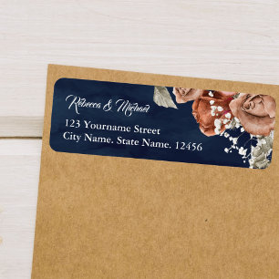 Burnt Orange Roses Terracotta Floral Navy Wedding