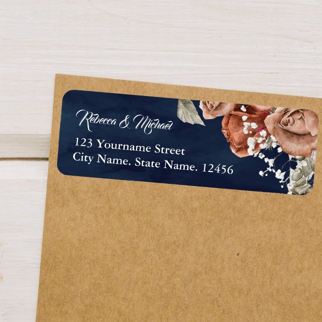 Burnt Orange Roses Terracotta Floral Navy Wedding (Creator Uploaded)