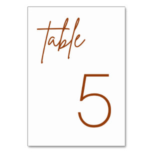 Burnt Orange Rust Minimalist Wedding Table Card