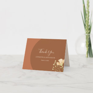 Burnt Orange Rust Terracotta Boho Fall Thank You Card
