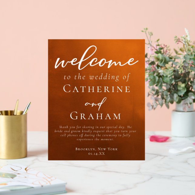 Burnt Orange Rustic Autumn Wedding Welcome Acrylic Sign (Wedding)